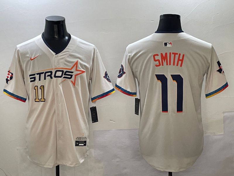 Men Houston Astros #11 Smith Cream Fourth generation Joint Name 2025 Nike MLB Jersey style 4152->houston astros->MLB Jersey